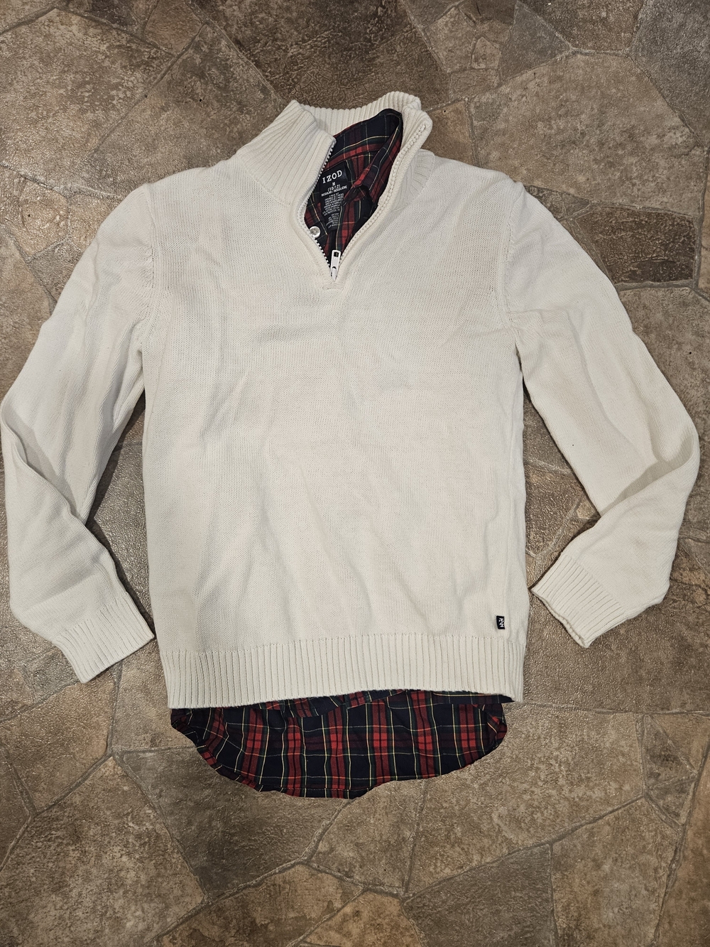 Izod Men’s Cream Half-Zip Pullover Sweater